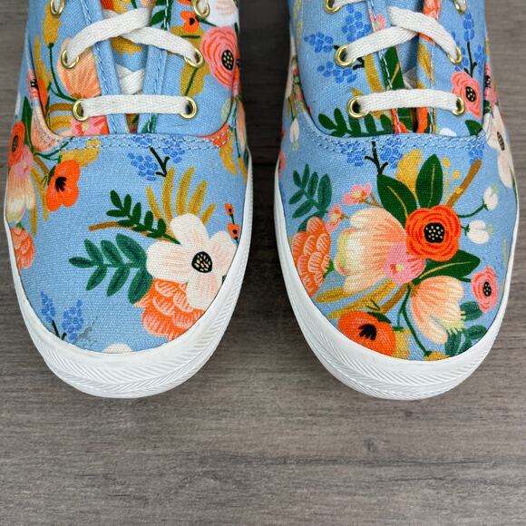 Keds x Rifle Paper Company Blue Lively Floral Sneakers Sz.9 - Picture 4 of 12